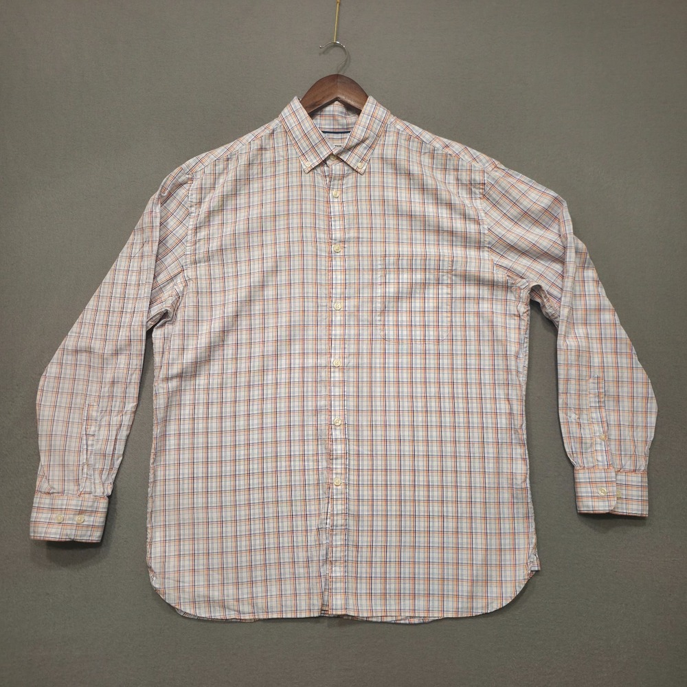 Jos A Bank Men's Traditional Fit‎ Plaid Long Sleeve Button Up Shirt Size Large